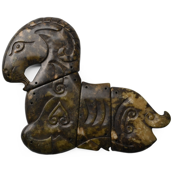 Tibetan Serpentine Ram Plaque Set