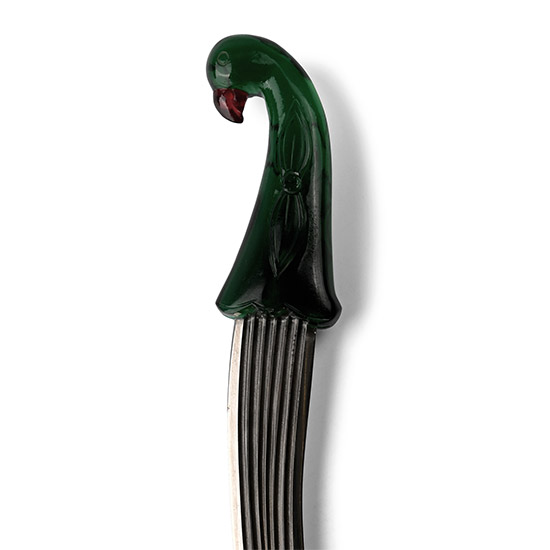Indian Iron Dagger with Green Glass Hilt