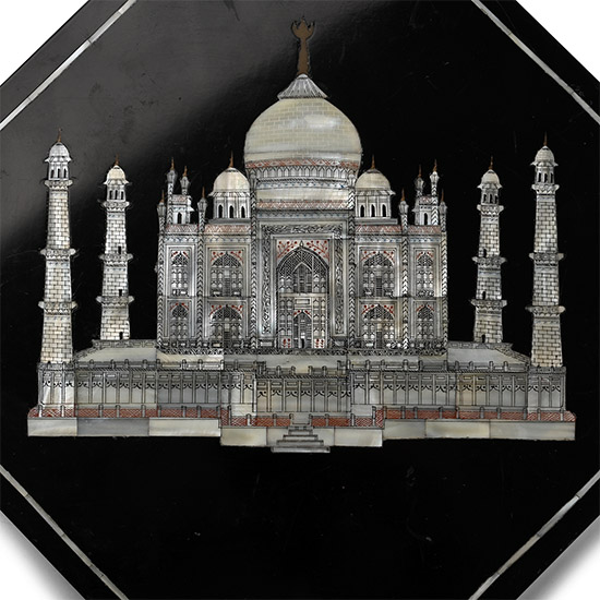 Large Indian Stone Tile with Inlaid Taj Mahal