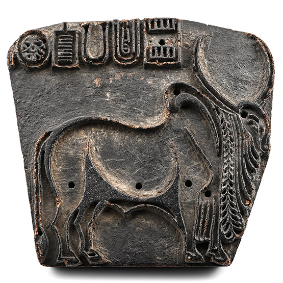Tibetan Wooden Bread Stamp with Yak and Inscription