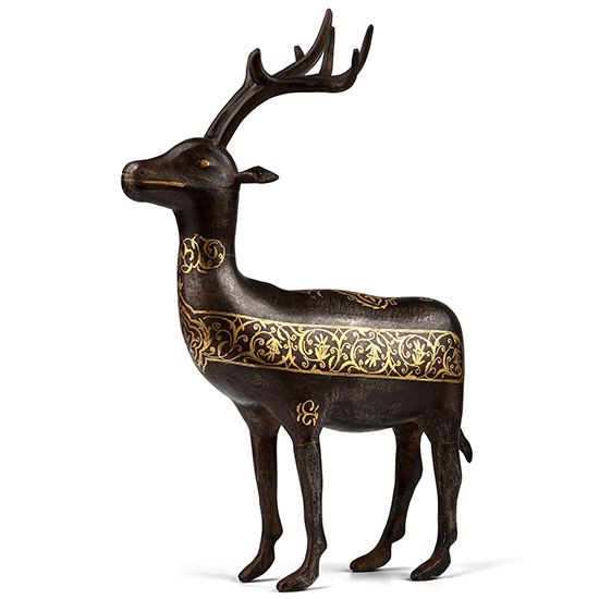 Large Western Asiatic Qajar Style Gilt Bronze Stag