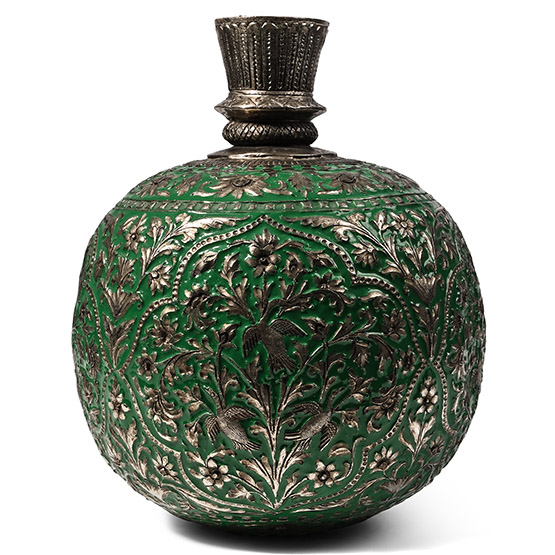 Indian Enamelled Iron Hookah Base