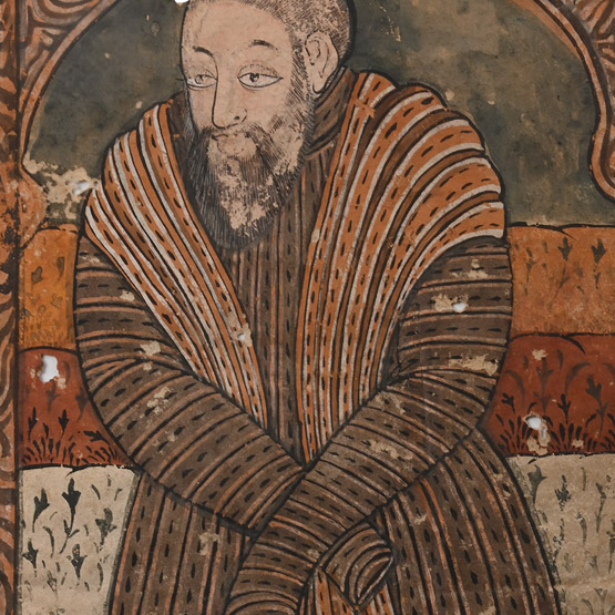 Persian Painted Dervish Man Miniature Leaf