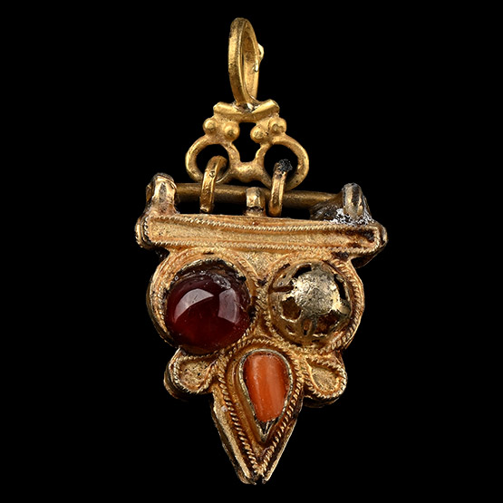 Medieval Gold Pendant with Gemstones