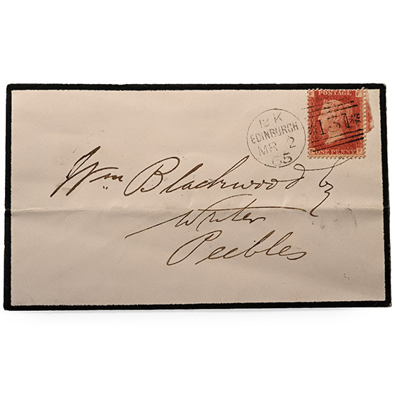 Great Britain. Victoria, Perforated Penny Red on Mourning Envelope.