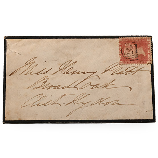 Great Britain. Victoria, Perforated Penny Red on Mourning Envelope.
