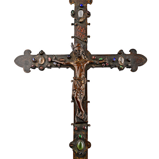 Large Medieval Limoges Gilt Copper Processional Cross