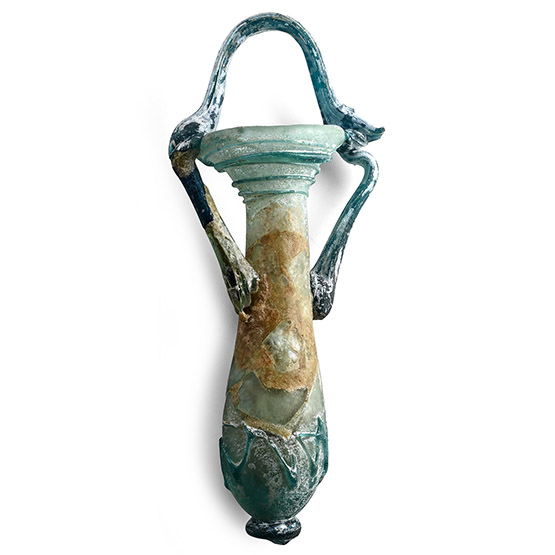 Roman Pale-Blue Glass Handled Cosmetic Tube with Trail