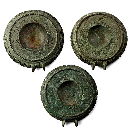 Roman Decorated Bronze Vessel Lid Group