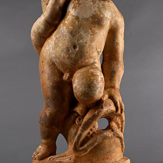 Marble Fountain Sculpture of a Putto Wrestling a Fish