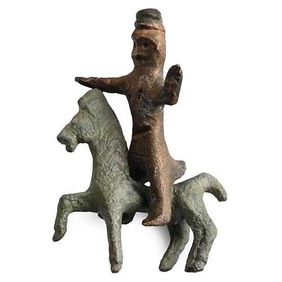 Roman Bronze Horse and Rider Statuette