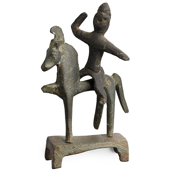 Roman Bronze Horse and Rider Statuette Group