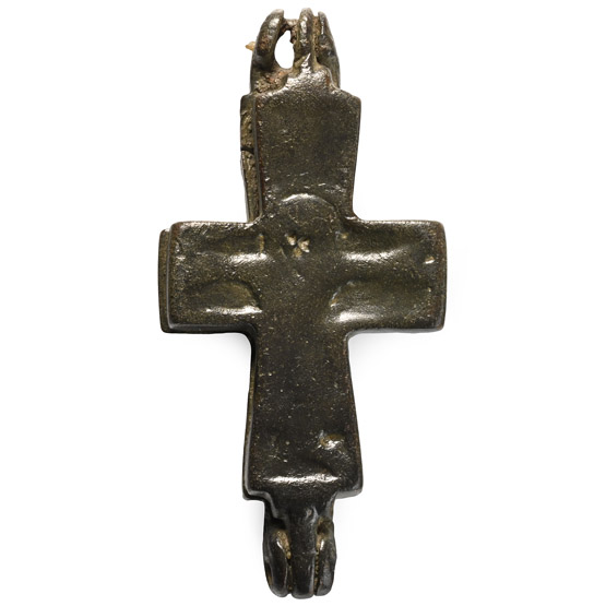 Byzantine Bronze Reliquary Cross Pendant
