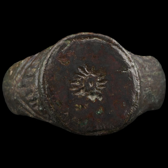 Medieval Bronze Ring with Sun Motif