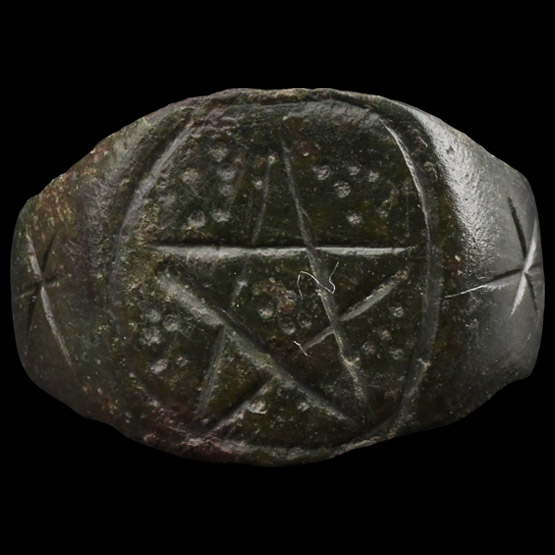 Medieval Bronze Ring with Pentagram