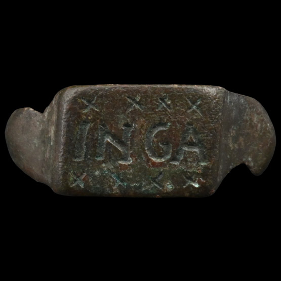 Medieval Bronze Ring with INGA