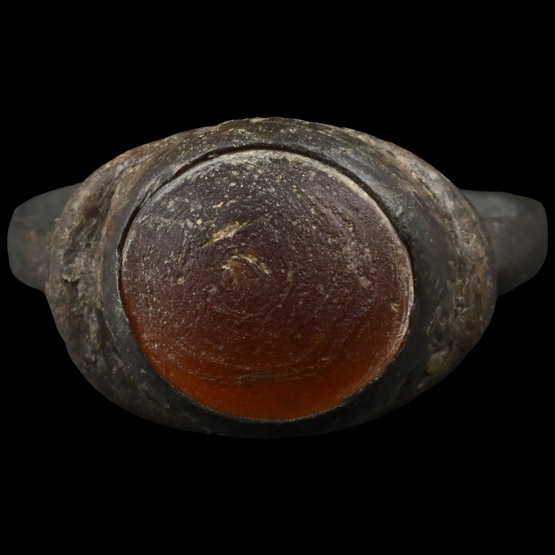 Medieval Bronze Ring with Cabochon