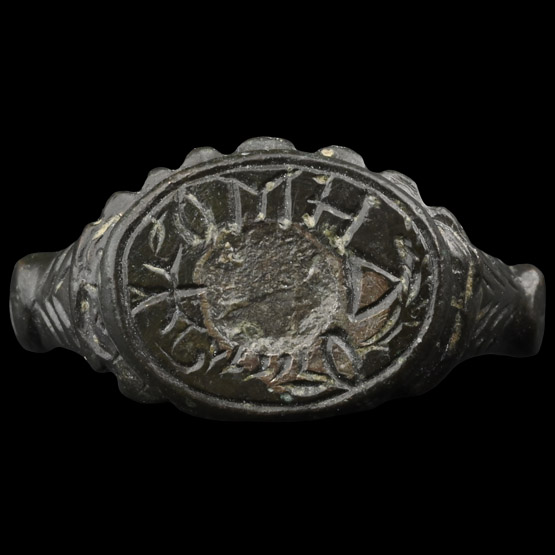 Medieval Bronze Christian Ring with Greek Inscription