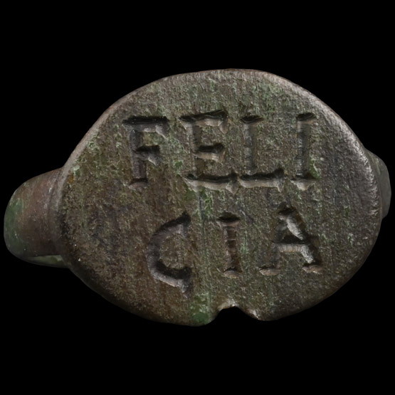 Roman Bronze Ring with FELI CIA