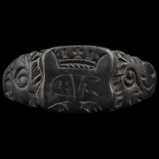 Post Medieval Bronze Ring with Crowned CVR