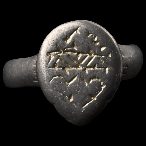 Medieval Silver Ring with Heraldic Bezel