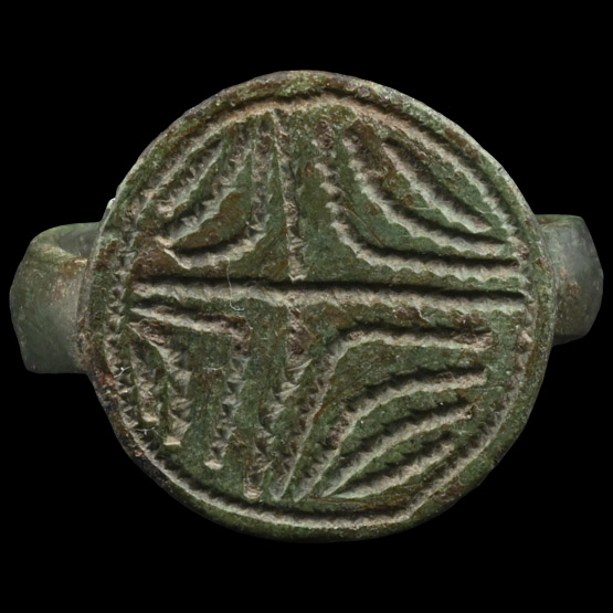 Medieval Bronze Ring with Cross