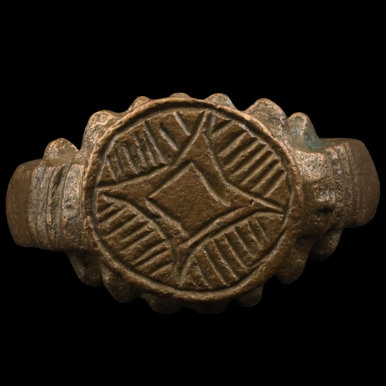 Medieval Bronze Ring with Cross