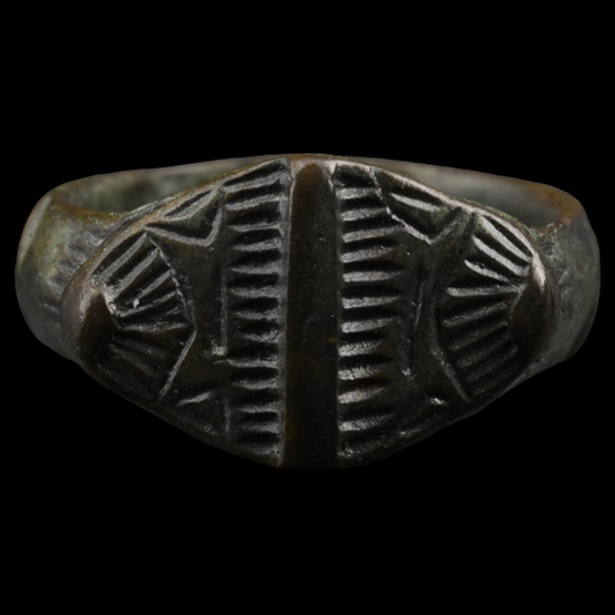 Medieval Bronze Ring with Fan Design