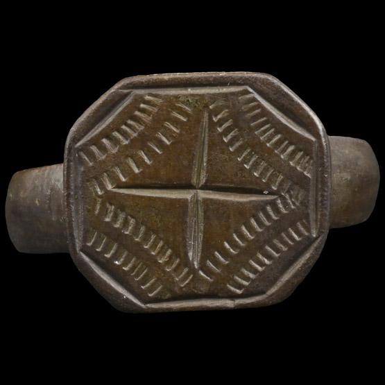 Medieval Bronze Ring with Cross