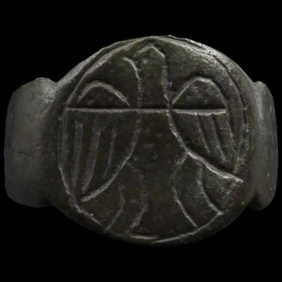 Byzantine Bronze Expandable Ring with Spread Eagle