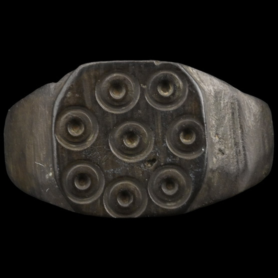 Medieval Bronze Ring with Ring-and-Dot Rosette