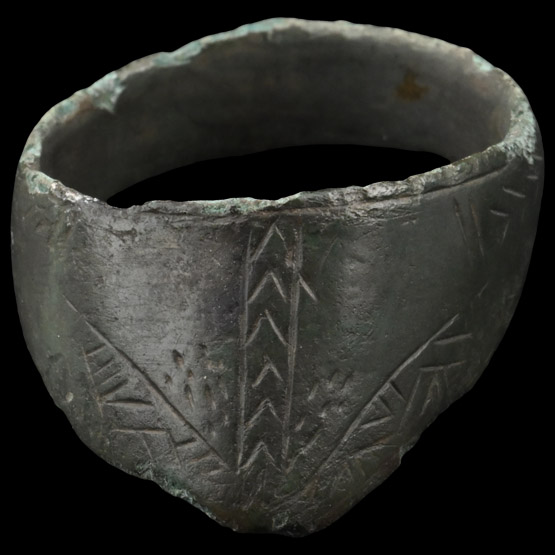 Medieval Bronze Decorated Archers Thumb Ring