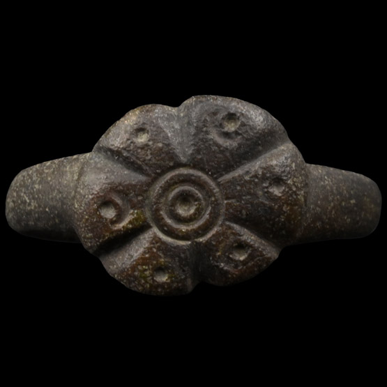 Medieval Bronze Ring with Rosette