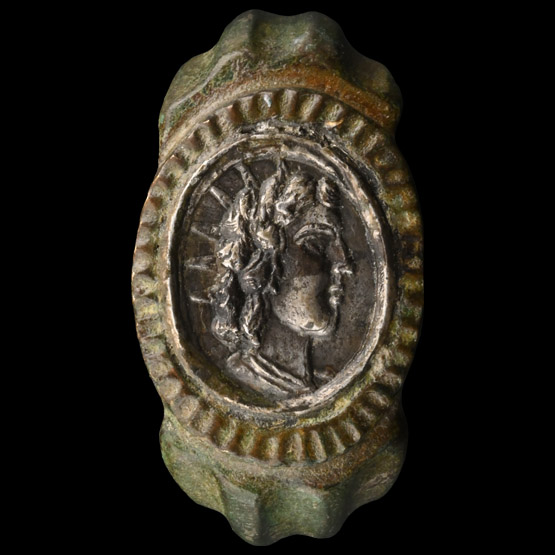 Roman Style Bronze Ring with Head of Sol Invictus
