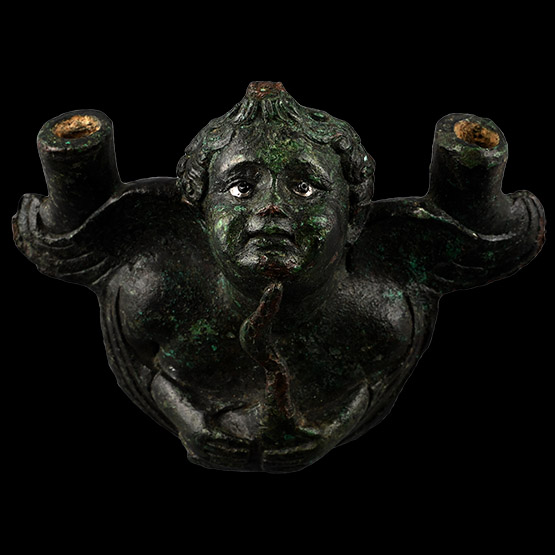 Roman Bronze Eros Cradling Goose Applique