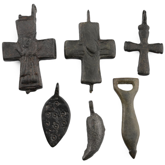 Byzantine Bronze Cross and Other Pendant Collection