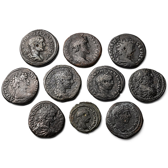 Group of Ten [10] Large Roman Provincial AE Coins.