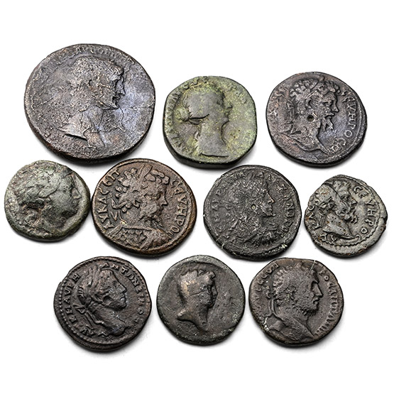 Group of Ten [10] Large Roman Provincial and Imperial AE Coins.