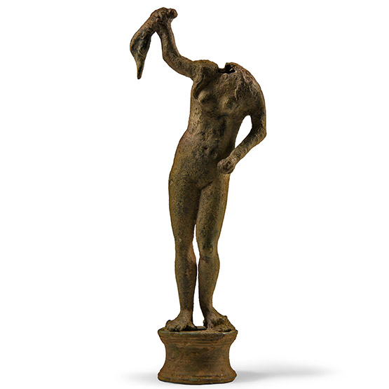 Roman Bronze Figure of Aphrodite Holding a Severed Swans Head