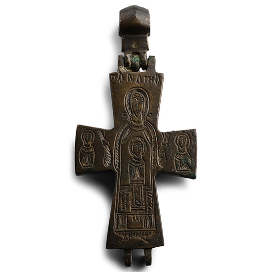 Byzantine Bronze Reliquary Cross Plate