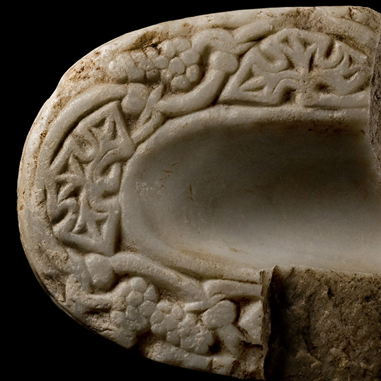 Coptic Marble Liturgical Vessel Fragment with Inscription