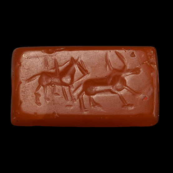 Western Asiatic Carnelian Scaraboid Seal with Bull