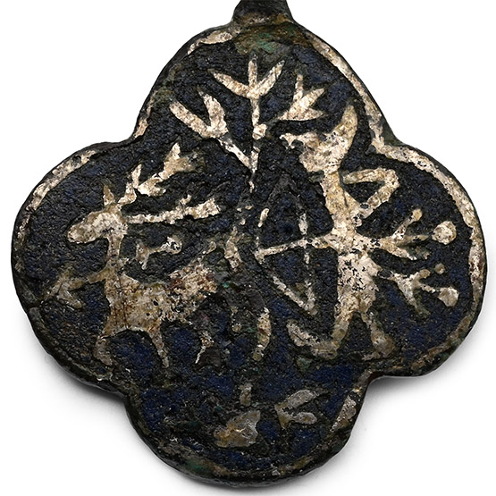 Medieval Knights Heraldic Horse Harness Pendant with Royal Hunting Scene