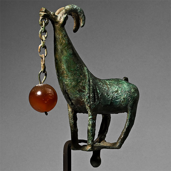Bronze Military Standard Finial of an Ibex