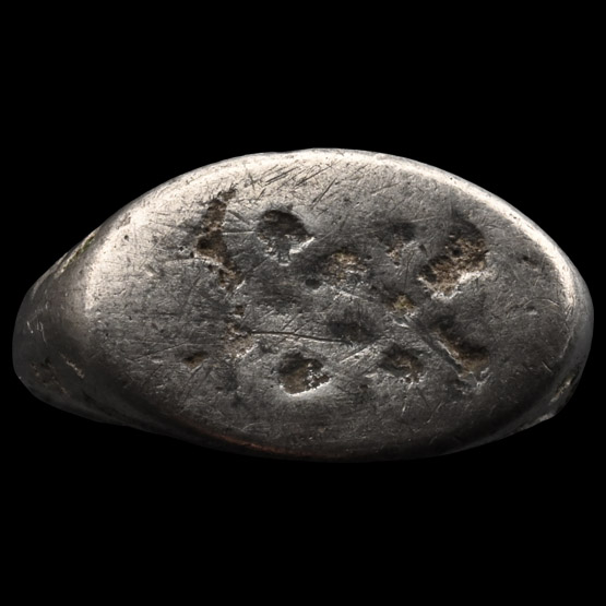 Post Medieval Silver Memento Mori Ring with Skulls on Crossed Bones