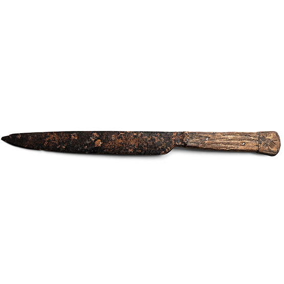 Medieval Iron Knife with Bronze Pommel