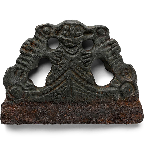 Viking Age Bronze Fire Steel with Figure and Animals