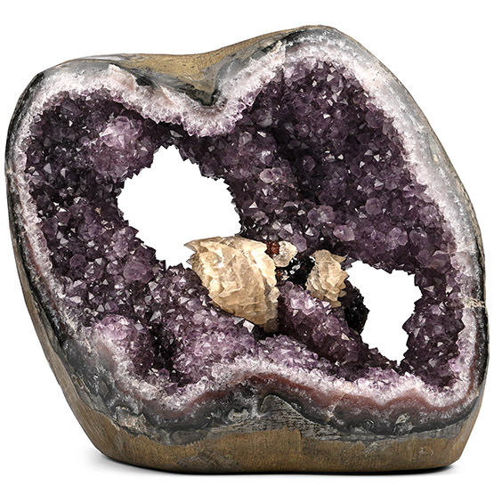 Amethyst Crystal Geode with Calcite Rosettes