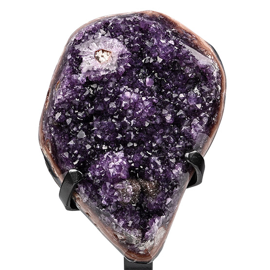 Teardrop-Shaped Amethyst Crystal Geode Display