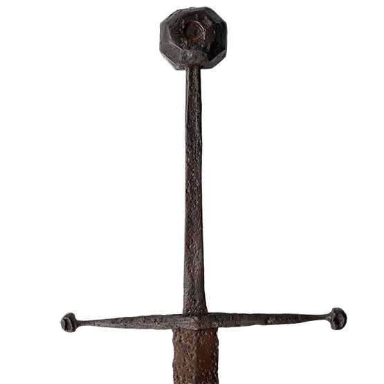 Medieval Knights Iron Hand-and-a-Half Sword with Icosikaidigon Pommel